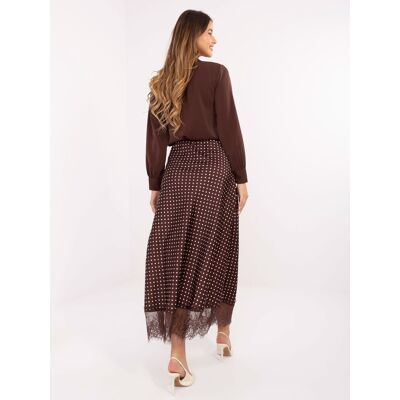 RUE PARIS Hnedá Maxi Sukňa S Čipkou Biela One Size RUE PARIS Hnedá Maxi Sukňa S Čipkou Biela One Size
