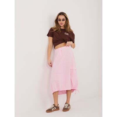 RUE PARIS Jemnoružová Midi Sukňa Z Menčestru Biela One Size RUE PARIS Jemnoružová Midi Sukňa Z Menčestru Biela One Size