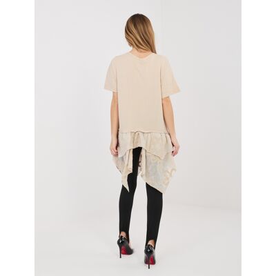 Italy Moda Béžová Oversize Blúzka S Výšivkou Čierna One Size Italy Moda Béžová Oversize Blúzka S Výšivkou Čierna One Size
