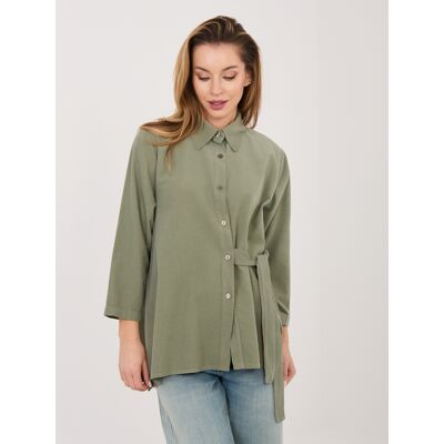 RUE PARIS Khaki Košeľa Z Menčestru Kaki One Size RUE PARIS Khaki Košeľa Z Menčestru Kaki One Size