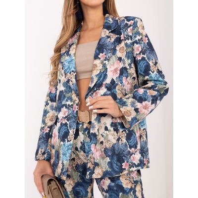 RUE PARIS Modrý Dámsky Blazer S Kvetmi Modrá One Size RUE PARIS Modrý Dámsky Blazer S Kvetmi Modrá One Size