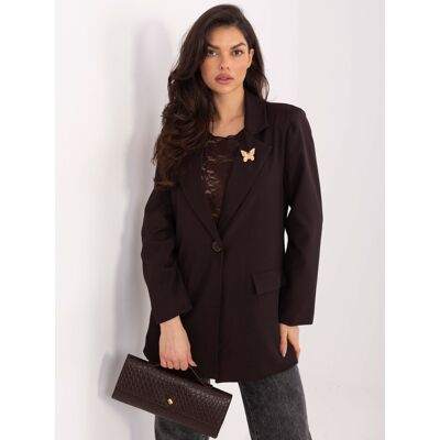 RUE PARIS Blazer-It-Ma-Fl8315.85-Dark Brown Šedá S RUE PARIS Blazer-It-Ma-Fl8315.85-Dark Brown Šedá S