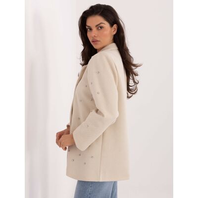 Italy Moda Svetlobéžový Blazer S Ozdobnými Detailmi Krémová One Size Italy Moda Svetlobéžový Blazer S Ozdobnými Detailmi Krémová One Size