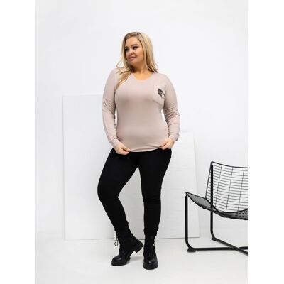 RELEVANCE Plus Size Béžová Blúzka S Dlhým Rukávom Čierna One Size RELEVANCE Plus Size Béžová Blúzka S Dlhým Rukávom Čierna One Size
