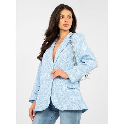 RUE PARIS Svetlomodrý Žakárový Blazer Šedá One Size RUE PARIS Svetlomodrý Žakárový Blazer Šedá One Size