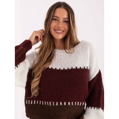 RUE PARIS Sweater-Mi-Sw-3181.22-Burgundy Biela One Size RUE PARIS Sweater-Mi-Sw-3181.22-Burgundy Biela One Size