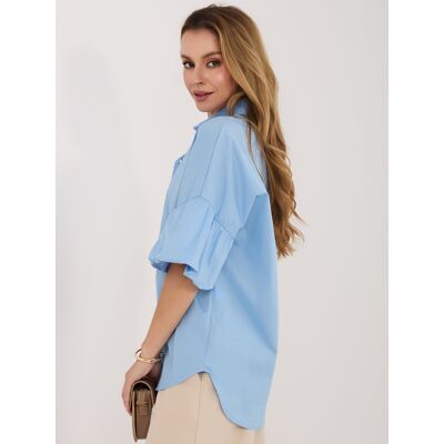 Italy Moda Modrá Oversize Košeľa S Volánikmi Svetlomodrá One Size Italy Moda Modrá Oversize Košeľa S Volánikmi Svetlomodrá One Size