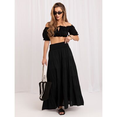 Italy Moda Čierna Maxi Sukňa Z Bavlny Čierna One Size Italy Moda Čierna Maxi Sukňa Z Bavlny Čierna One Size
