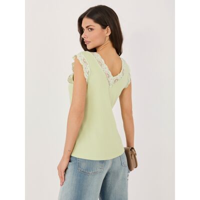 Italy Moda Pistáciový Prúžkovaný Top Bez Rukávov Biela One Size Italy Moda Pistáciový Prúžkovaný Top Bez Rukávov Biela One Size