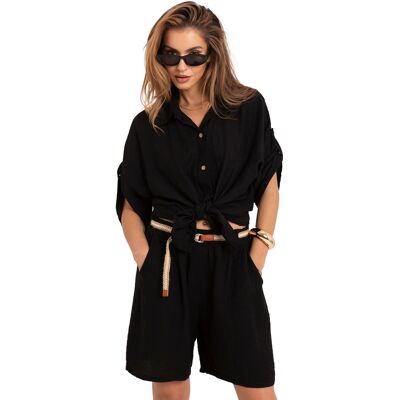 Italy Moda Čierna Letná Košeľa Mi-Ks-6537 Čierna One Size Italy Moda Čierna Letná Košeľa Mi-Ks-6537 Čierna One Size