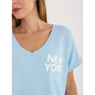 RELEVANCE Svetlomodrá Blúzka Oversize S Výstrihom Do V Biela One Size RELEVANCE Svetlomodrá Blúzka Oversize S Výstrihom Do V Biela One Size