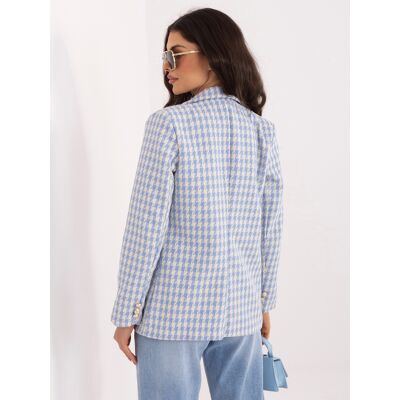 Italy Moda Modrý Elegantný Blazer V Pepitke Svetlomodrá L Italy Moda Modrý Elegantný Blazer V Pepitke Svetlomodrá L