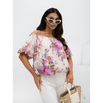 Italy Moda Ružová Blúzka V Kvetinovom Vzore Biela One Size Italy Moda Ružová Blúzka V Kvetinovom Vzore Biela One Size