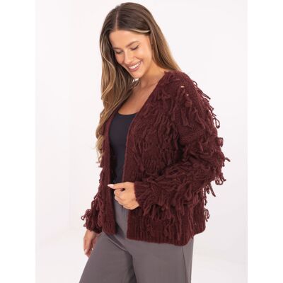 RUE PARIS Sweater-Mi-Sw-1308.21-Burgundy Čierna One Size RUE PARIS Sweater-Mi-Sw-1308.21-Burgundy Čierna One Size