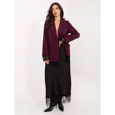 Italy Moda Dámsky Tmavočervený Blazer S Čipkou Čierna One Size Italy Moda Dámsky Tmavočervený Blazer S Čipkou Čierna One Size