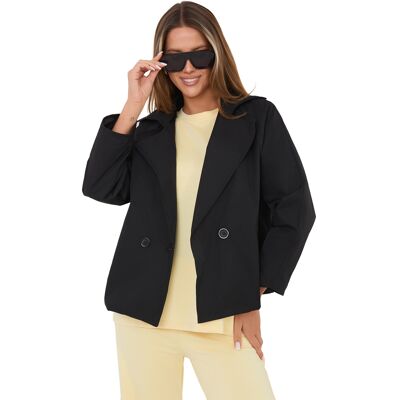 RUE PARIS Čierny Prechodný Kabát S Vreckami Čierna One Size RUE PARIS Čierny Prechodný Kabát S Vreckami Čierna One Size