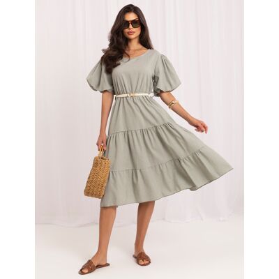 Italy Moda Khaki Rozšírené Šaty S Volánmi Biela One Size Italy Moda Khaki Rozšírené Šaty S Volánmi Biela One Size