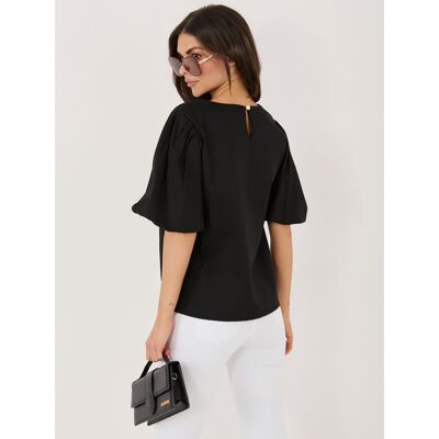 Italy Moda Čierna Oversize Blúzka S Krátkym Rukávom Čierna One Size Italy Moda Čierna Oversize Blúzka S Krátkym Rukávom Čierna One Size