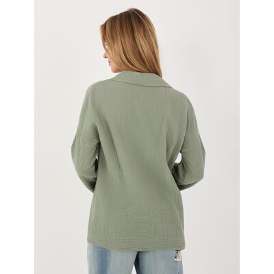 Italy Moda Khaki Mušelinová Košeľa S Dlhým Rukávom Kaki One Size Italy Moda Khaki Mušelinová Košeľa S Dlhým Rukávom Kaki One Size