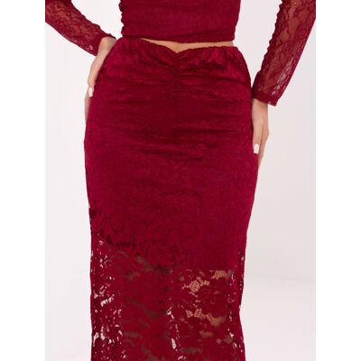 Italy Moda Bordová Čipkovaná Maxi Sukňa Tmavočervená One Size Italy Moda Bordová Čipkovaná Maxi Sukňa Tmavočervená One Size