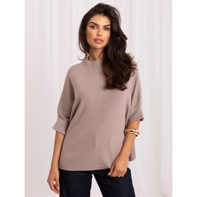 Italy Moda Oversize Svetrový Top Tmavobéžový Krémová L Italy Moda Oversize Svetrový Top Tmavobéžový Krémová L