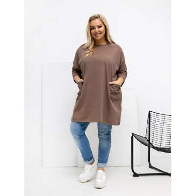 RELEVANCE Plus Size Tunika V Tmavobéžovej Farbe Biela One Size RELEVANCE Plus Size Tunika V Tmavobéžovej Farbe Biela One Size