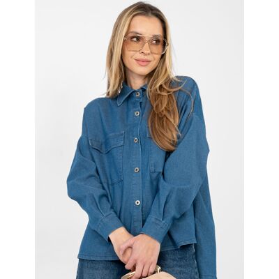 Italy Moda Dámska Rifľová Košeľa Modrá One Size Italy Moda Dámska Rifľová Košeľa Modrá One Size