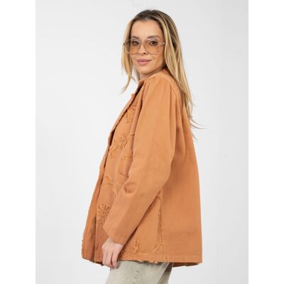 RUE PARIS Dámsky Oranžový Blazer Krémová One Size RUE PARIS Dámsky Oranžový Blazer Krémová One Size