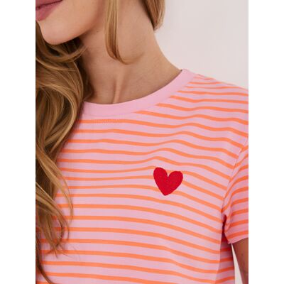 Italy Moda Dámske Pruhované Tričko Tmavoružové Oranžová One Size Italy Moda Dámske Pruhované Tričko Tmavoružové Oranžová One Size