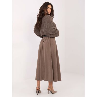 RUE PARIS Maxi Sukňa V Tmavobéžovej Farbe Hnedá One Size RUE PARIS Maxi Sukňa V Tmavobéžovej Farbe Hnedá One Size