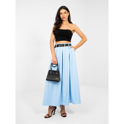 RUE PARIS Pastelová Modrá Maxi Sukňa Čierna One Size RUE PARIS Pastelová Modrá Maxi Sukňa Čierna One Size