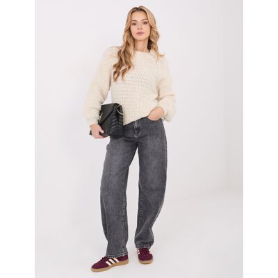 Italy Moda Sweater-Mi-Sw-1028.22-Ecru Čierna One Size Italy Moda Sweater-Mi-Sw-1028.22-Ecru Čierna One Size