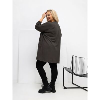 RELEVANCE Plus Size Blúzka V Tmavej Khaki Farbe Čierna One Size RELEVANCE Plus Size Blúzka V Tmavej Khaki Farbe Čierna One Size