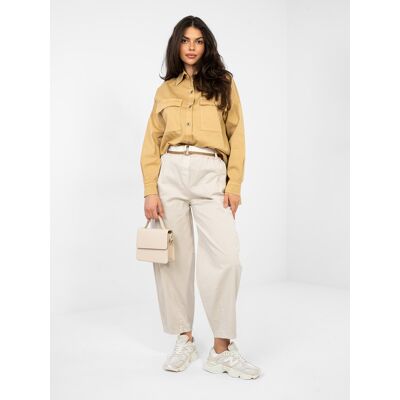 Italy Moda Jednofarebná Košeľa Camel Kaki One Size Italy Moda Jednofarebná Košeľa Camel Kaki One Size