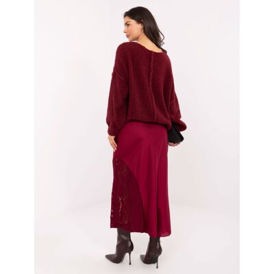 RUE PARIS Bordová Maxi Sukňa S Čipkou Čierna One Size RUE PARIS Bordová Maxi Sukňa S Čipkou Čierna One Size