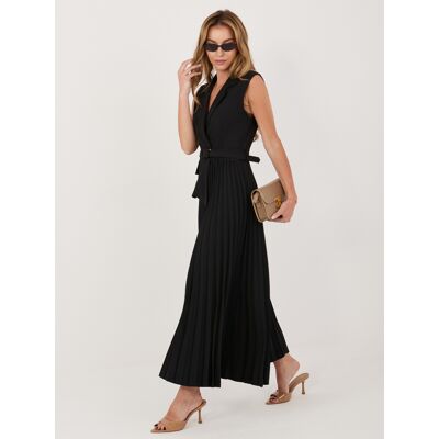 RUE PARIS Čierne Elegantné Šaty S Opaskom Čierna One Size RUE PARIS Čierne Elegantné Šaty S Opaskom Čierna One Size