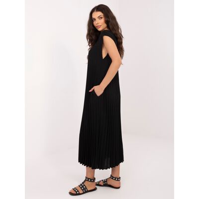 RUE PARIS Čierne Koktejlové Šaty S Vreckami Čierna One Size RUE PARIS Čierne Koktejlové Šaty S Vreckami Čierna One Size