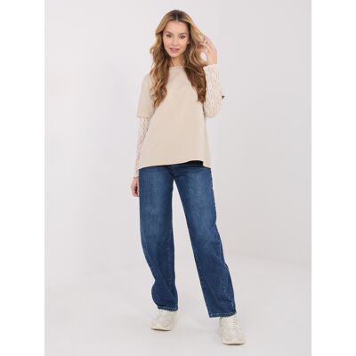 Italy Moda Béžová Blúzka S Krátkym Rukávom Biela One Size Italy Moda Béžová Blúzka S Krátkym Rukávom Biela One Size