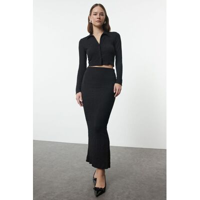Trendyol Black Jacquard-Knit Bottom-Top Set Čierna S Trendyol Black Jacquard-Knit Bottom-Top Set Čierna S