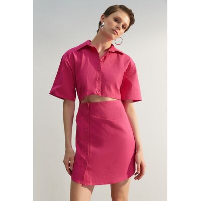 Trendyol Limitovaná Edícia Fuchsia Košeľa Mini Tkané Šaty Ružová 36 Trendyol Limitovaná Edícia Fuchsia Košeľa Mini Tkané Šaty Ružová 36