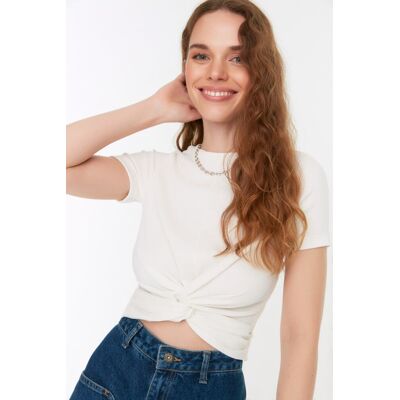 Dámsky Crop Top Trendyol Anthracite Biela Xl Dámsky Crop Top Trendyol Anthracite Biela Xl