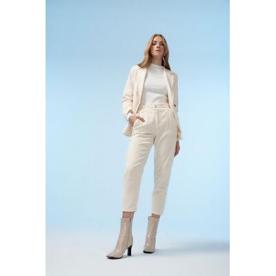 Defacto Baggy Fit High Waist Corduroy 100% Cotton Trousers Biela 40 Defacto Baggy Fit High Waist Corduroy 100% Cotton Trousers Biela 40