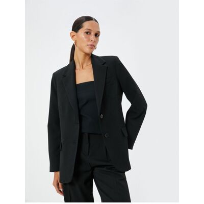 Koton Kt - Blazer Jacket Double Breasted Flap Pocket Detail Čierna 32 Koton Kt - Blazer Jacket Double Breasted Flap Pocket Detail Čierna 32
