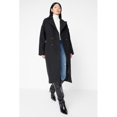 Trendyol Black Oversize Široký Strih Dlhý Vlnený Kašmírový Kabát Čierna 42 Trendyol Black Oversize Široký Strih Dlhý Vlnený Kašmírový Kabát Čierna 42