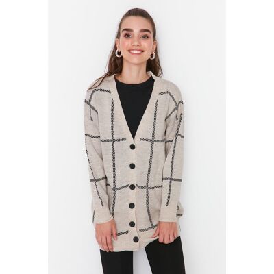 Trendyol Cardigan - Ecru - Regular Fit Šedá Xl Trendyol Cardigan - Ecru - Regular Fit Šedá Xl