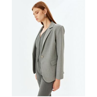 Koton Blazer Jacket Double Breasted Flap Pocket Detail Šedá 38 Koton Blazer Jacket Double Breasted Flap Pocket Detail Šedá 38