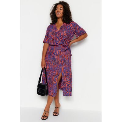 Trendyol Curve Multicolored Animal Print A-Line Shally Knitted Skirt Modrá 42 Trendyol Curve Multicolored Animal Print A-Line Shally Knitted Skirt Modrá 42