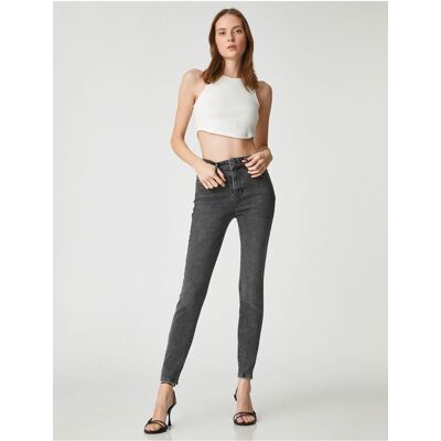 Koton Džínsy S Vysokým Pásom A Úzkymi Nohami, Slim Fit Strih - Carmen Jean Šedá 29/32 Koton Džínsy S Vysokým Pásom A Úzkymi Nohami, Slim Fit Strih - Carmen Jean Šedá 29/32