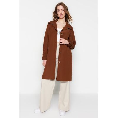 Dámsky Kabát Trendyol Classic Hnedá 36 Dámsky Kabát Trendyol Classic Hnedá 36