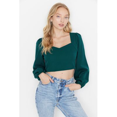 Dámsky Top Trendyol Long Sleeve Tyrkysová 38 Dámsky Top Trendyol Long Sleeve Tyrkysová 38
